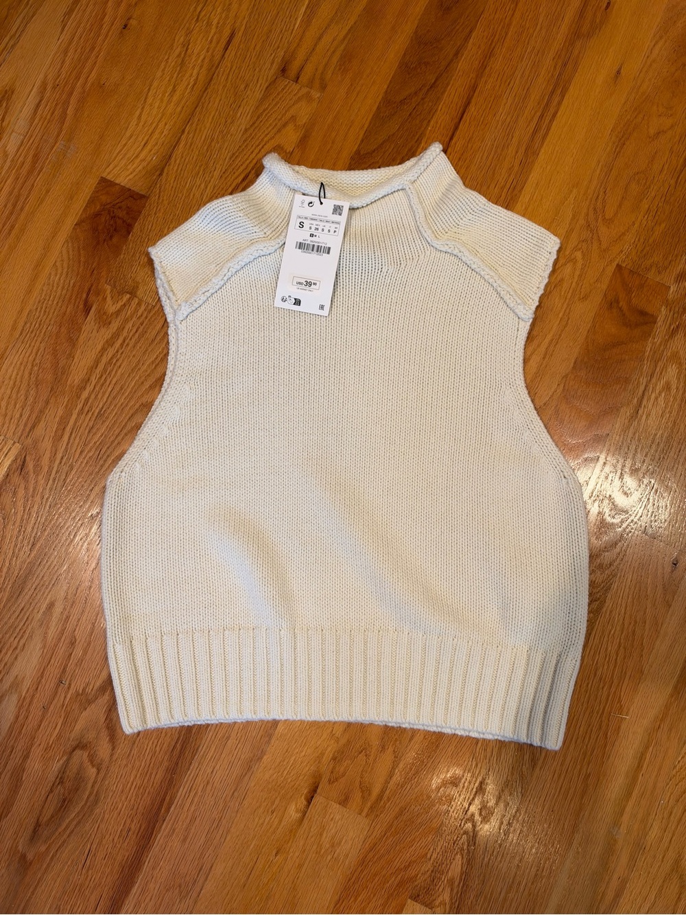 Zara Sleeveless Cowl Neck Knit Top - Cream